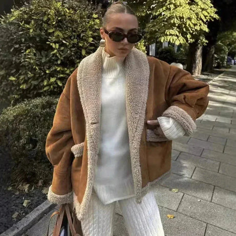 Manteau d’hiver femme marron doublure sherpa