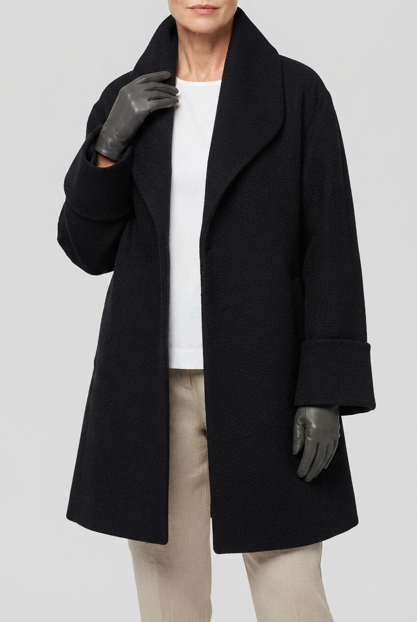 Manteau Femme Col Châle | Fermeture Boutonnée