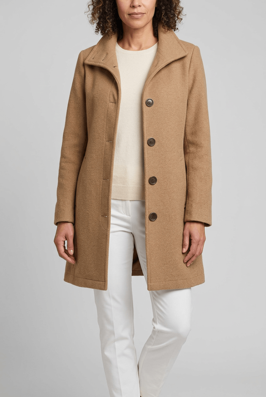 Manteau Femme | Col Montant Boutonné