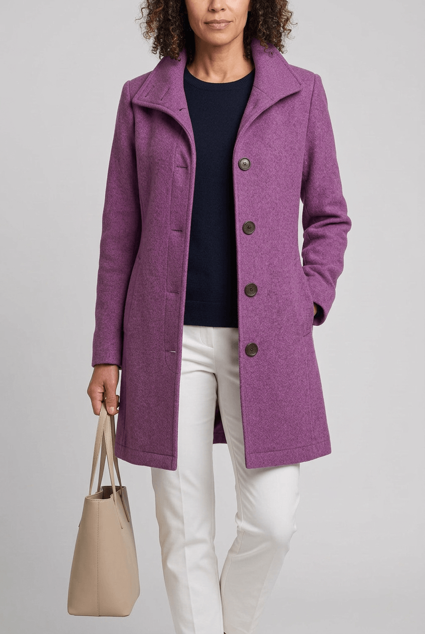 Manteau Femme | Col Montant Boutonné