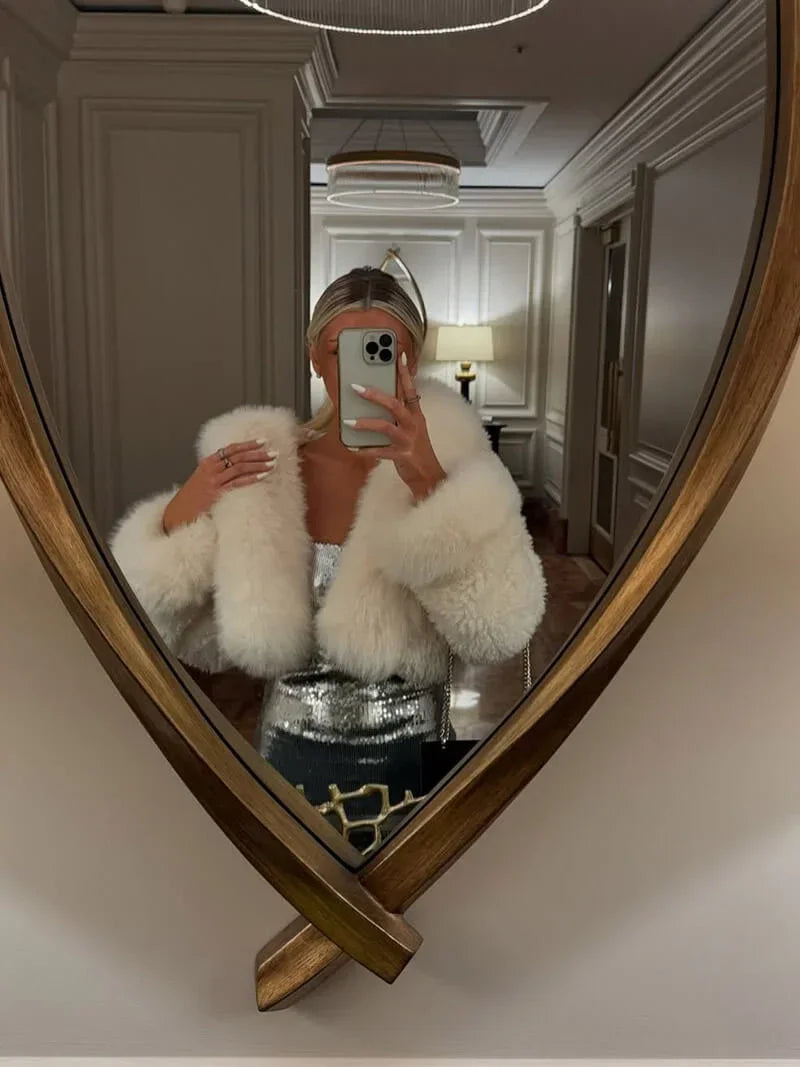 Manteau femme décontracté avec capuche en fausse fourrure
