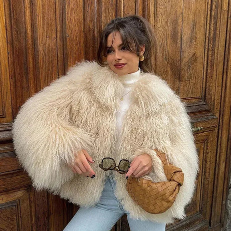 Manteau femme en fausse fourrure duveteuse tendance