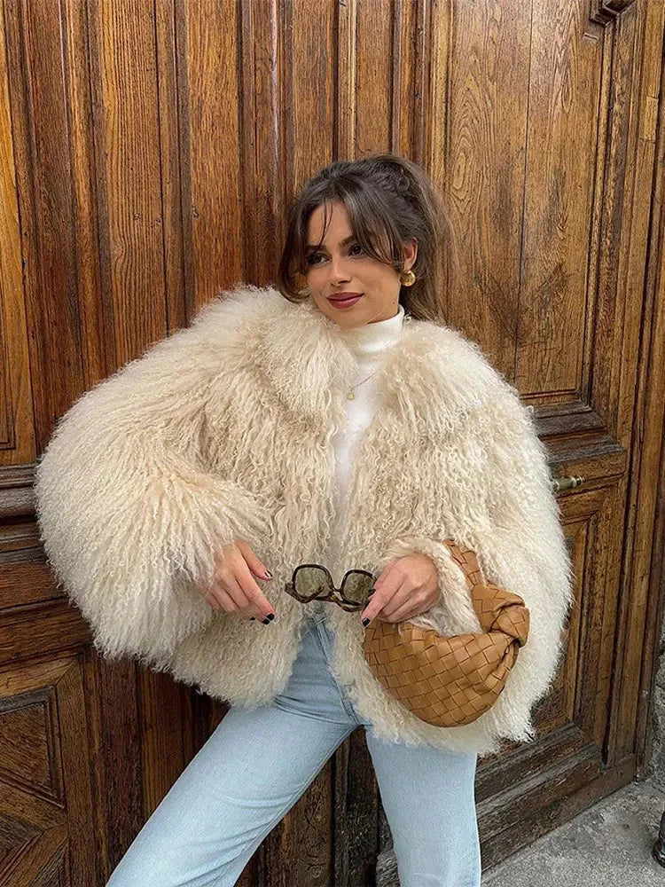 Manteau femme en fausse fourrure duveteuse tendance
