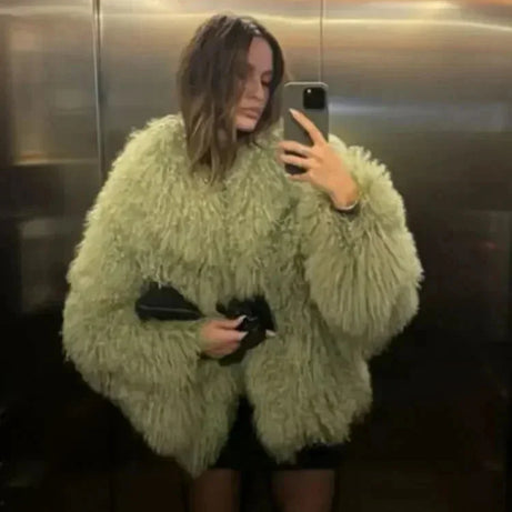 Manteau femme en fausse fourrure duveteuse tendance