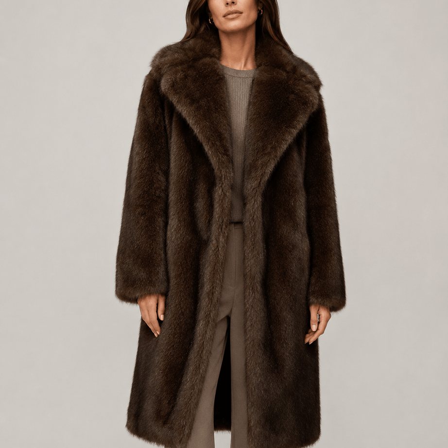 Manteau Fausse Fourrure Femme Long | Col Large