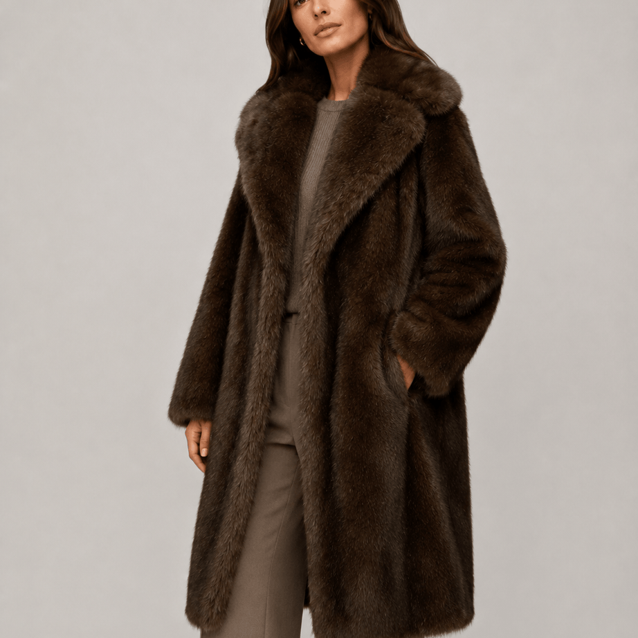 Manteau Fausse Fourrure Femme Long | Col Large