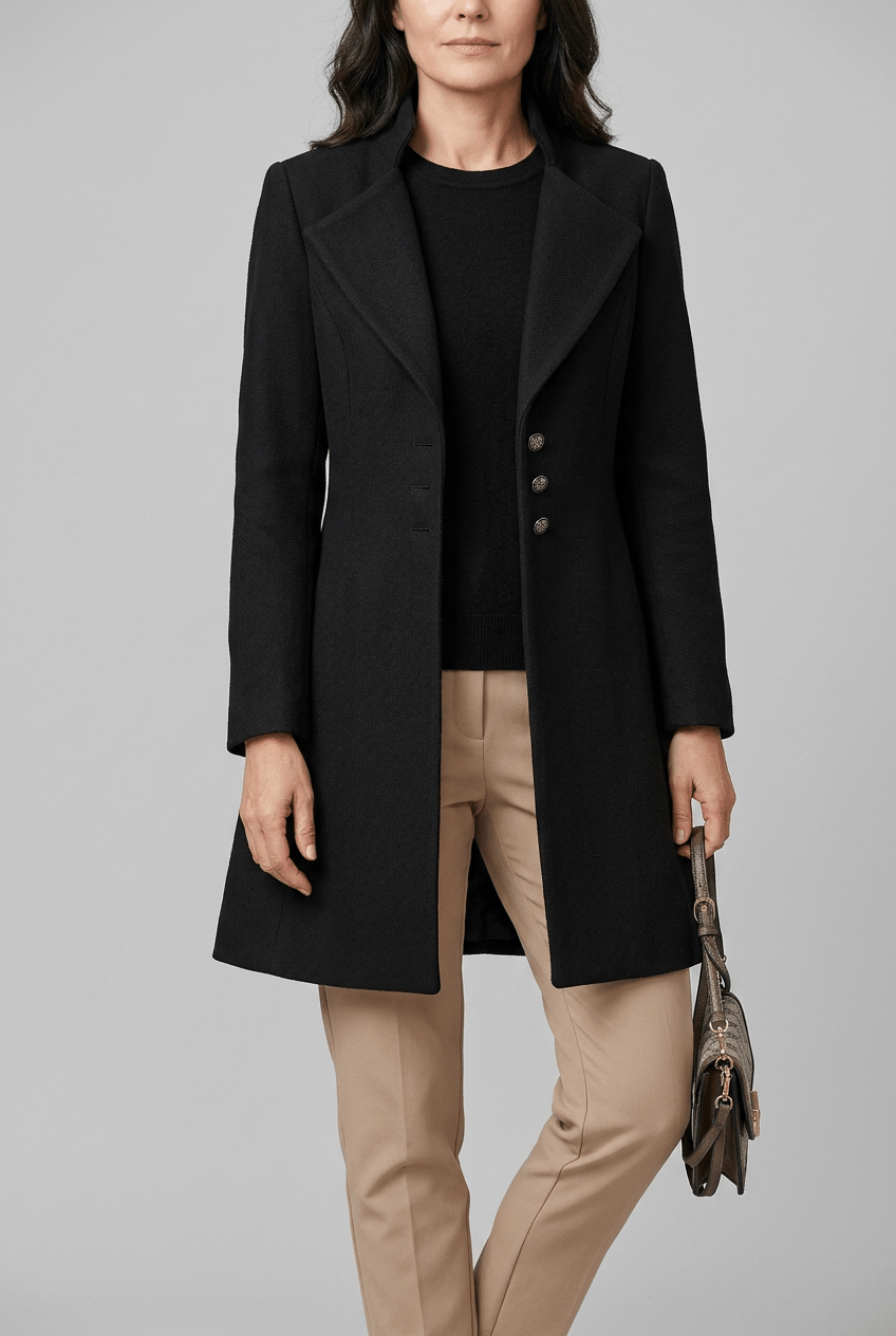 Manteau Femme Mi-Long Cintré | Col Cranté