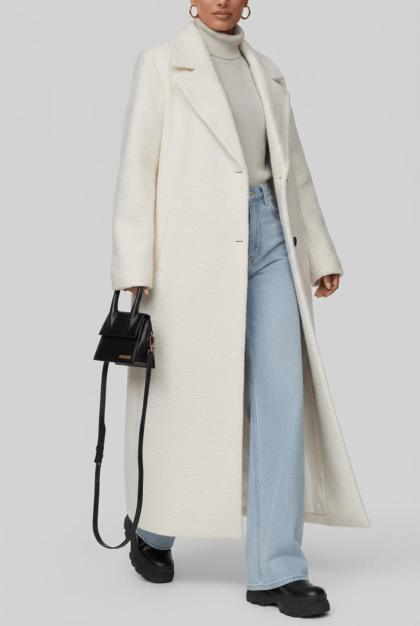 Manteau femme oversize long | Col à revers