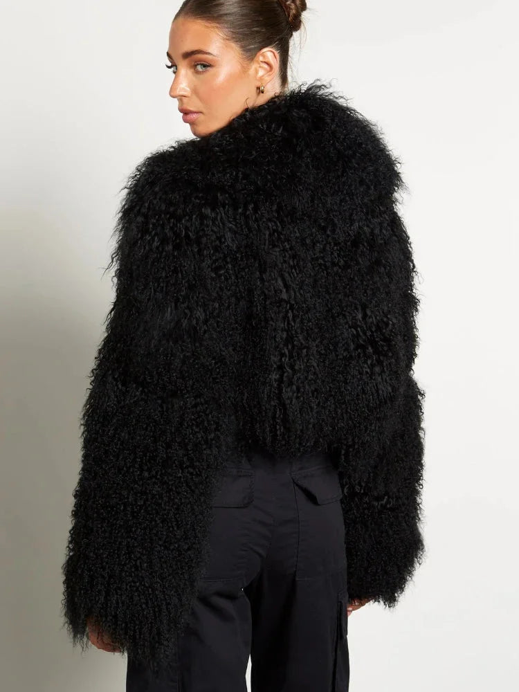 Manteau femme style peluche manches longues