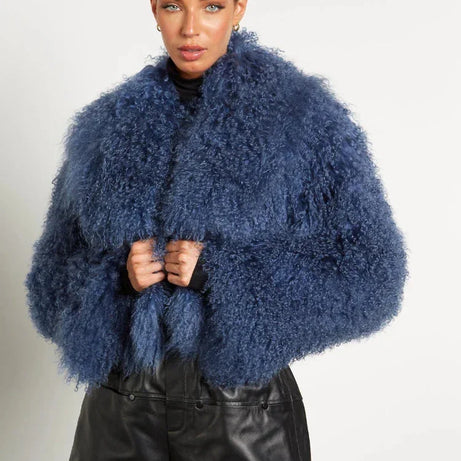 Manteau femme style peluche manches longues