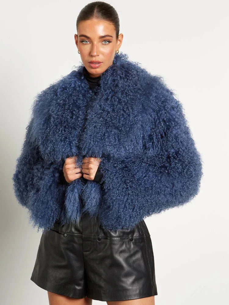 Manteau femme style peluche manches longues