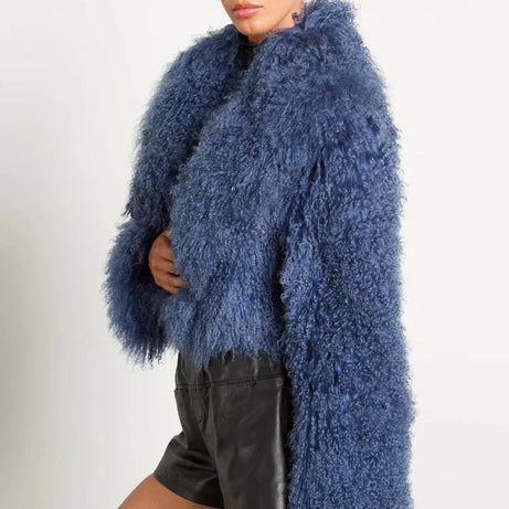 Manteau femme style peluche manches longues