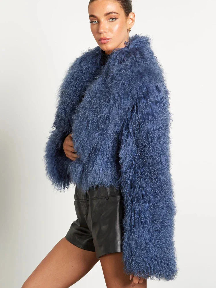 Manteau femme style peluche manches longues