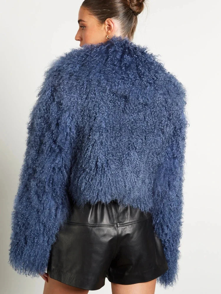 Manteau femme style peluche manches longues