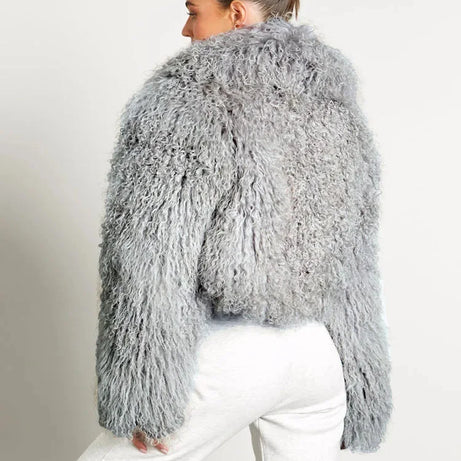 Manteau femme style peluche manches longues