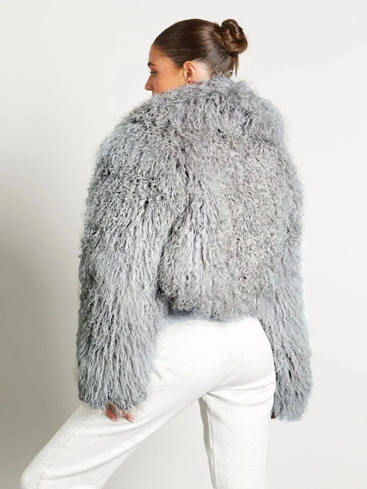 Manteau femme style peluche manches longues