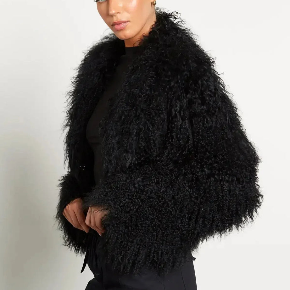 Manteau femme style peluche manches longues