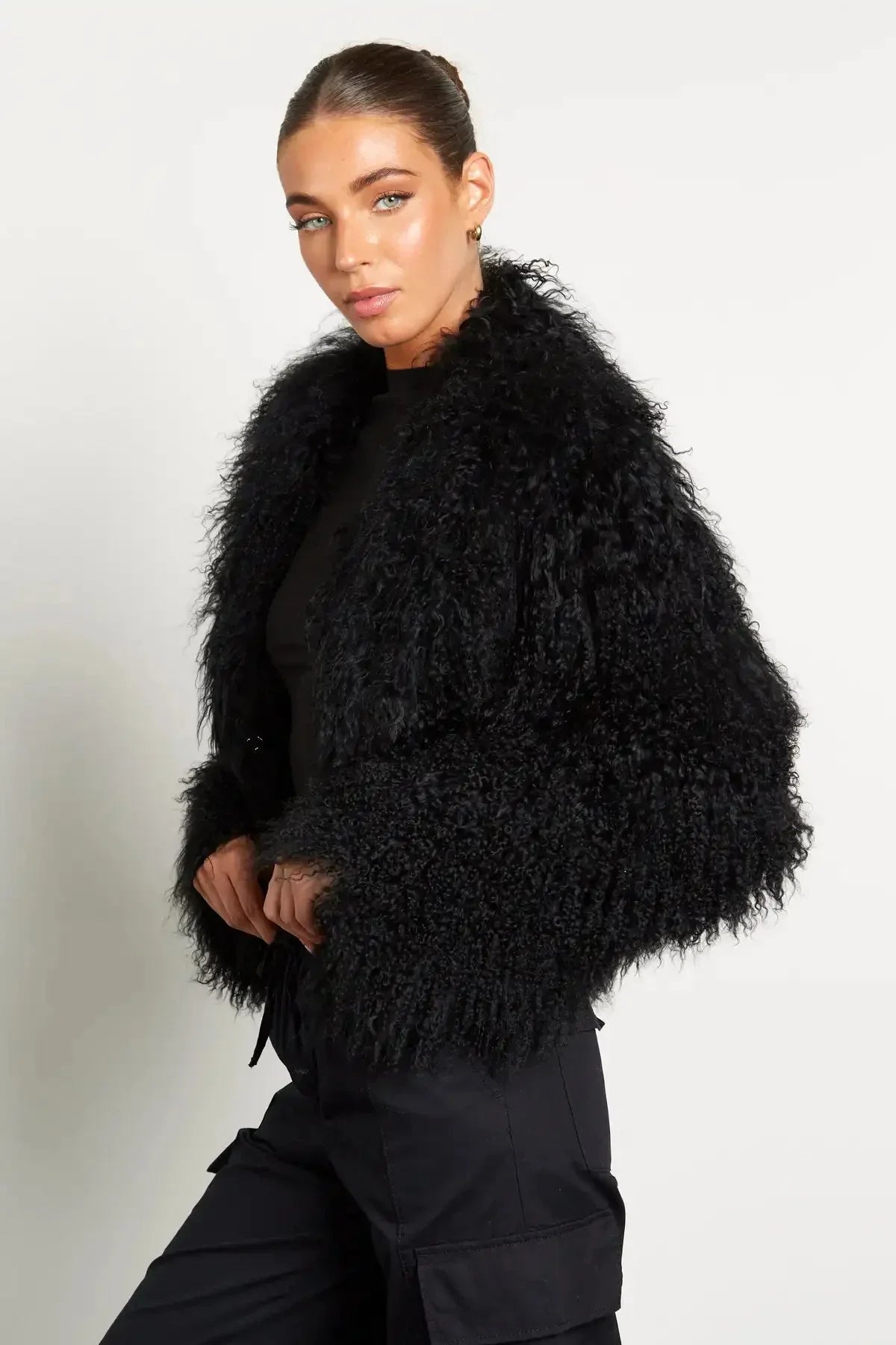 Manteau femme style peluche manches longues