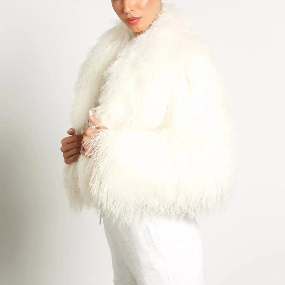 Manteau femme style peluche manches longues