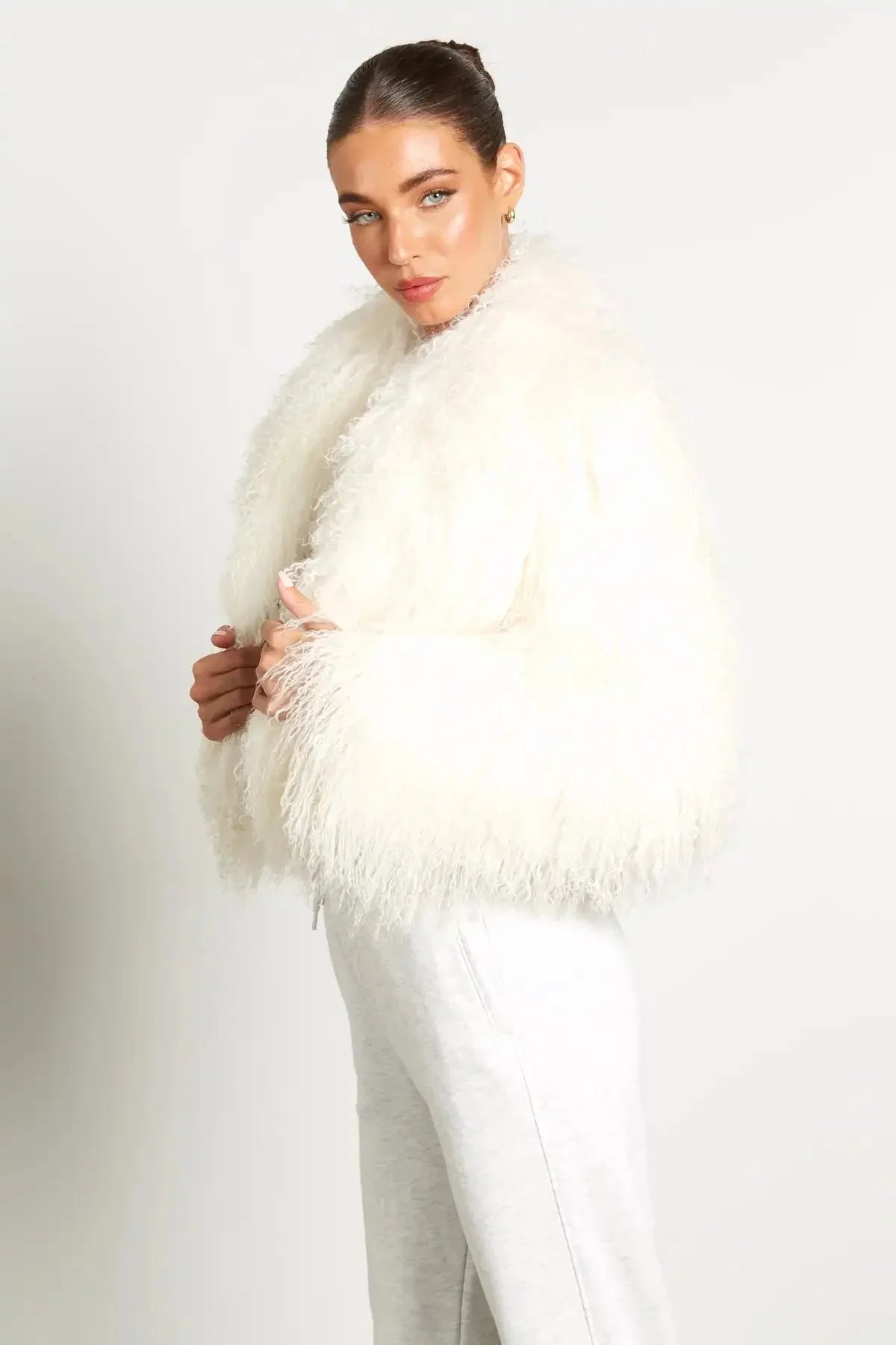 Manteau femme style peluche manches longues