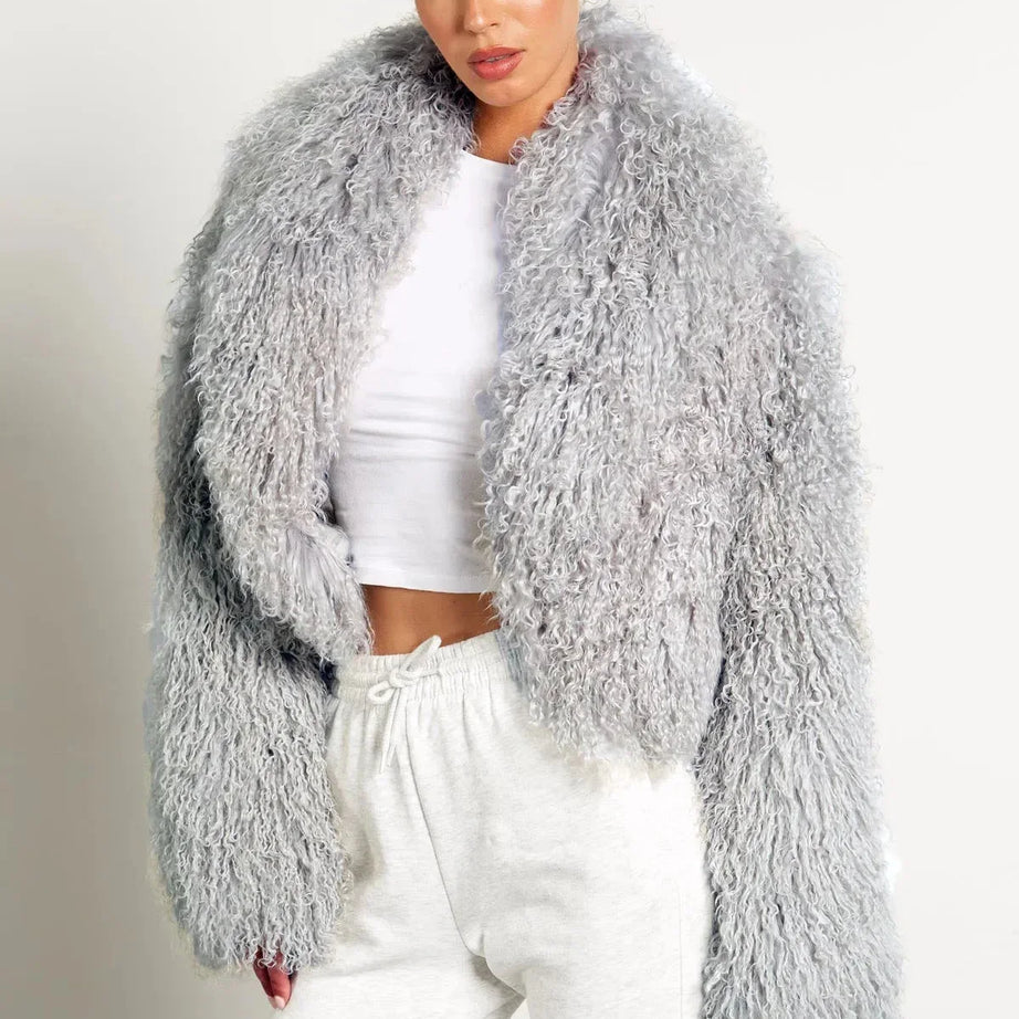 Manteau femme style peluche manches longues