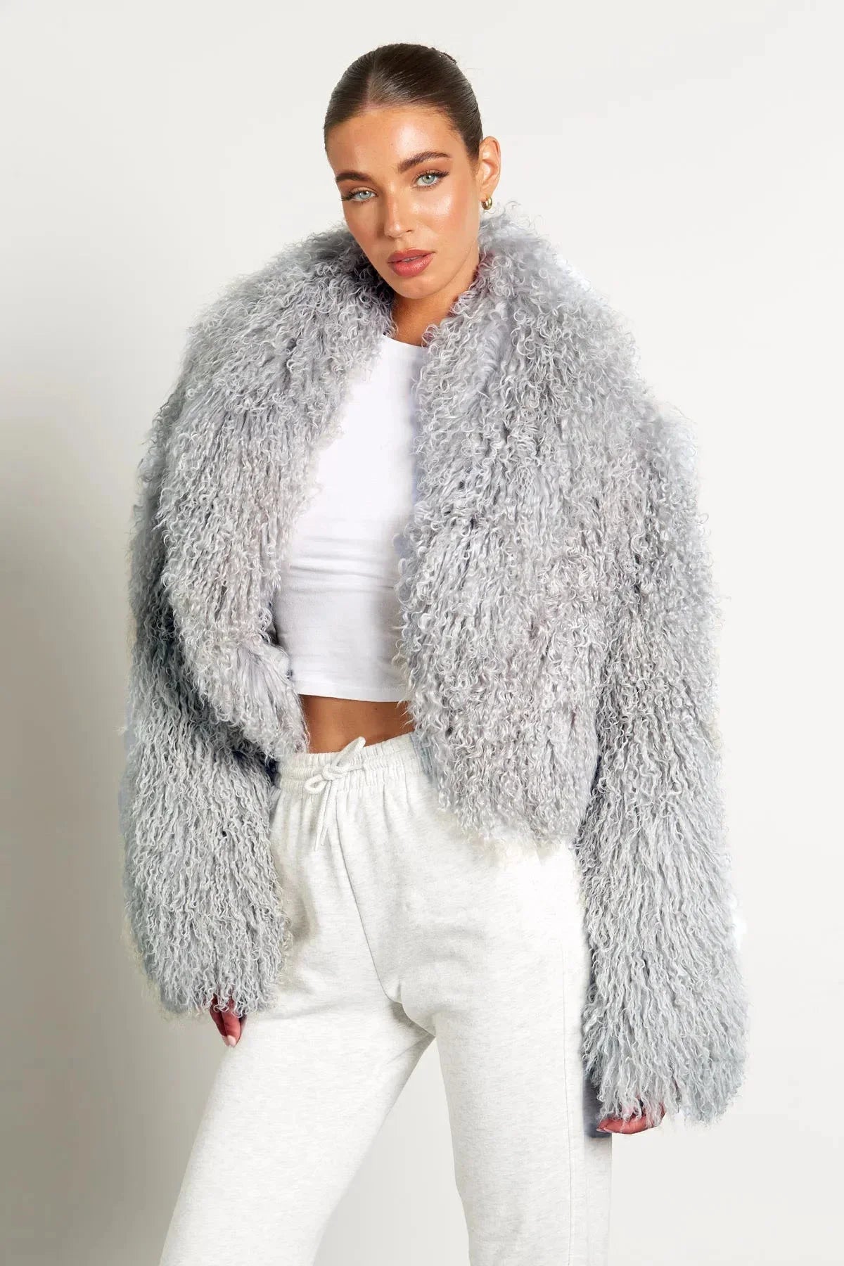 Manteau femme style peluche manches longues