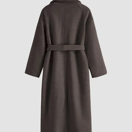 Manteau Long Femme avec Ceinture et Col Chic