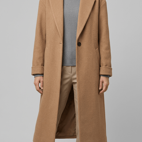 Manteau Long Femme Cintré | Col Cranté Boutonné