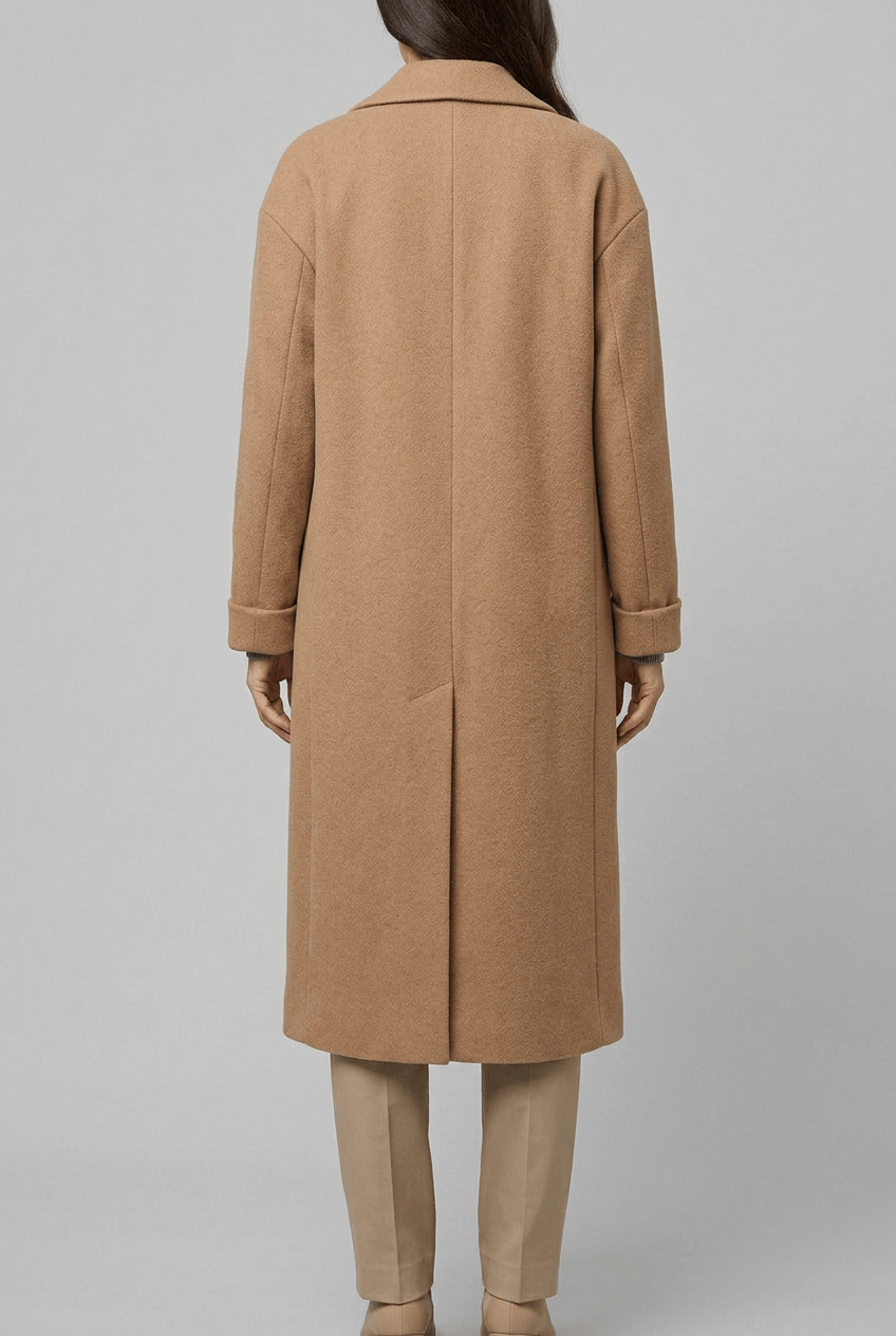 Manteau Long Femme Cintré | Col Cranté Boutonné