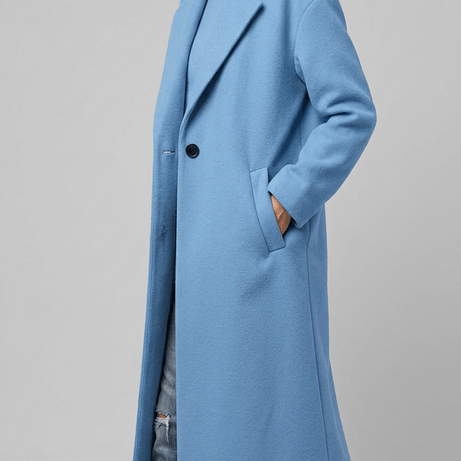 Manteau Long Femme Cintré | Col Cranté Boutonné