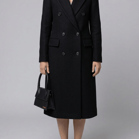 Manteau Long Femme Croisé | Col Cranté