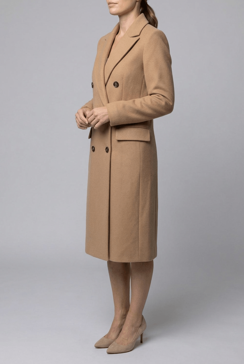 Manteau Long Femme Croisé | Col Cranté