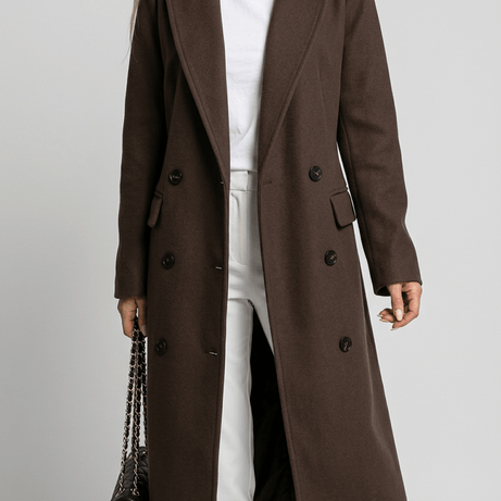 Manteau Long Femme Croisé | Poches à Rabat