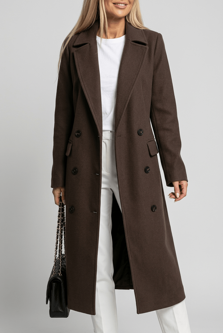 Manteau Long Femme Croisé | Poches à Rabat