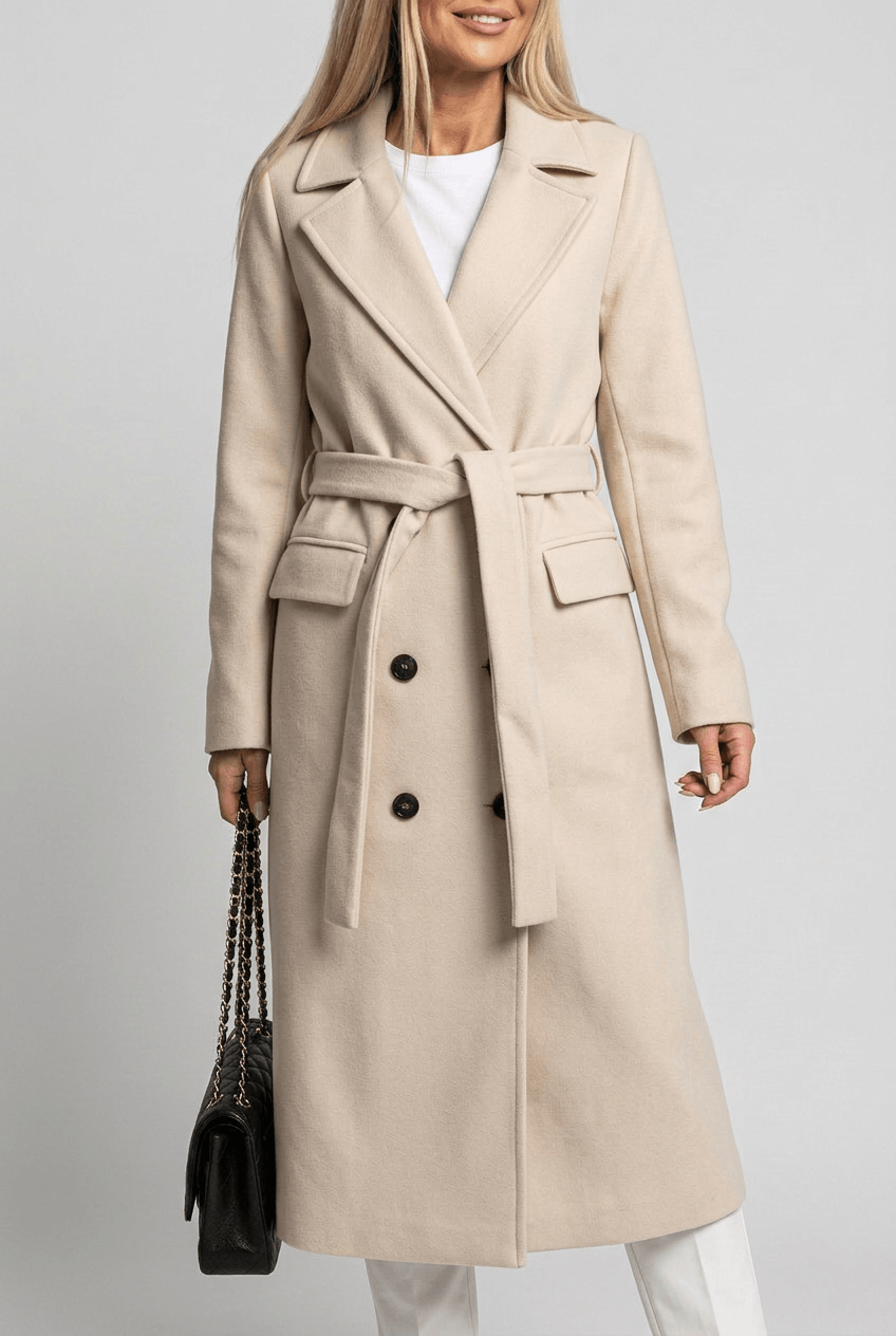 Manteau Long Femme Croisé | Poches à Rabat