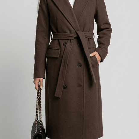 Manteau Long Femme Croisé | Poches à Rabat