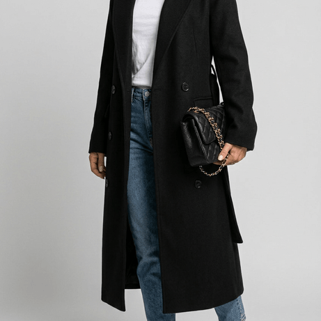Manteau Long Femme Croisé | Poches à Rabat