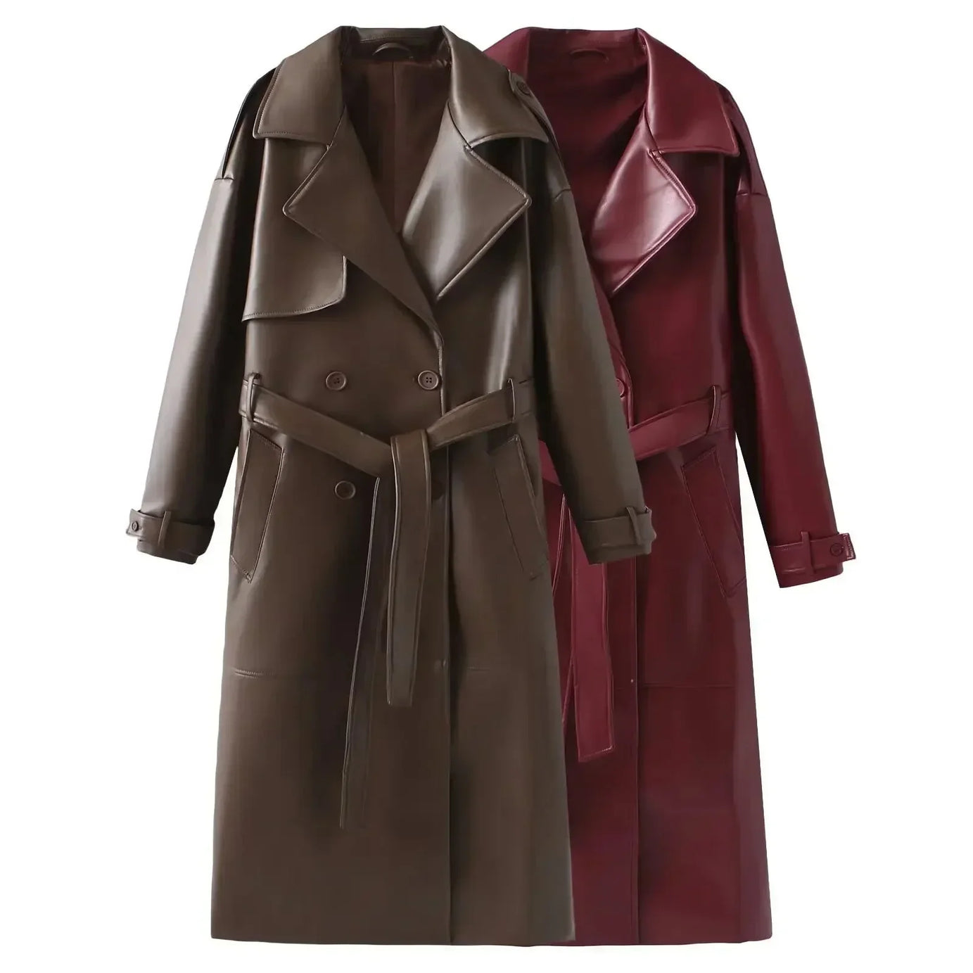 Manteau long femme effet cuir style contemporain
