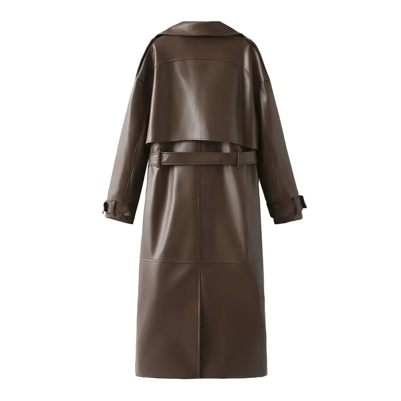 Manteau long femme effet cuir style contemporain