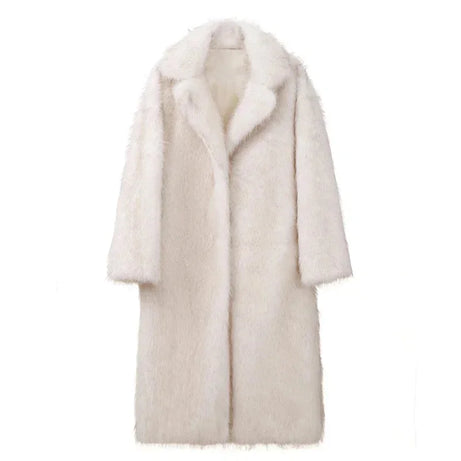 Manteau long femme en fausse fourrure pour l’hiver