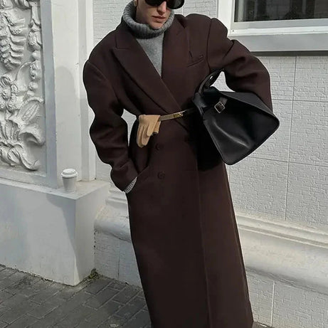 Manteau long femme élégant avec manches volumineuses