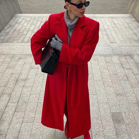 Manteau long femme élégant avec manches volumineuses