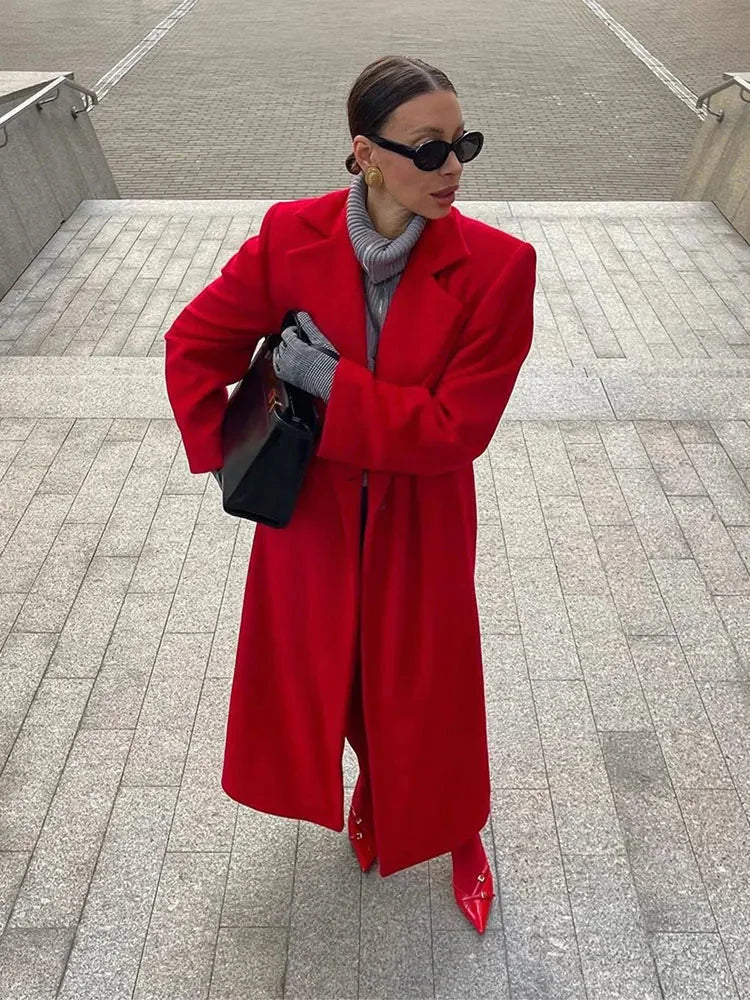 Manteau long femme élégant avec manches volumineuses
