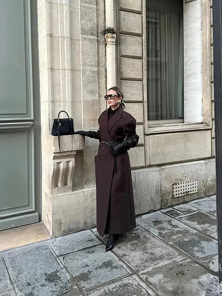 Manteau long femme élégant avec manches volumineuses