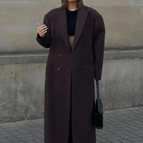 Manteau long femme élégant avec manches volumineuses