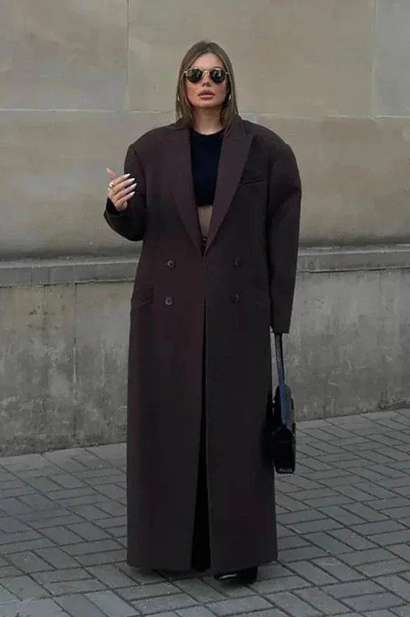 Manteau long femme élégant avec manches volumineuses