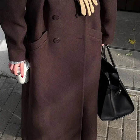 Manteau long femme élégant avec manches volumineuses