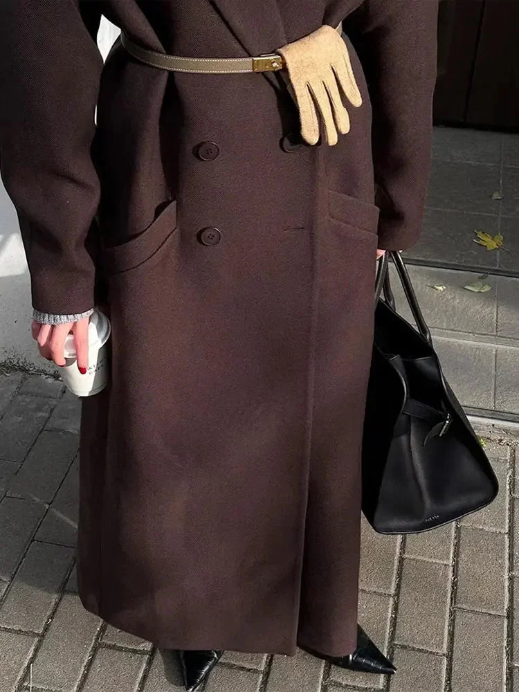 Manteau long femme élégant avec manches volumineuses