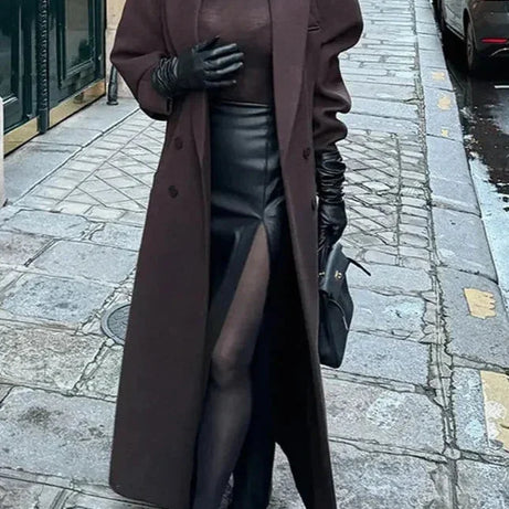 Manteau long femme élégant avec manches volumineuses