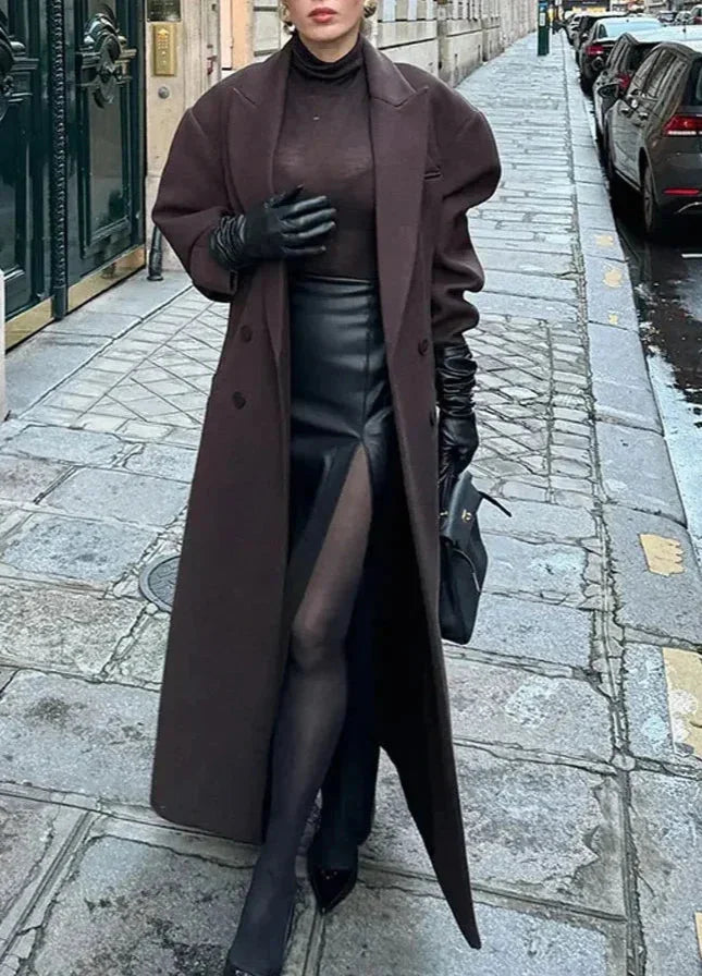 Manteau long femme élégant avec manches volumineuses